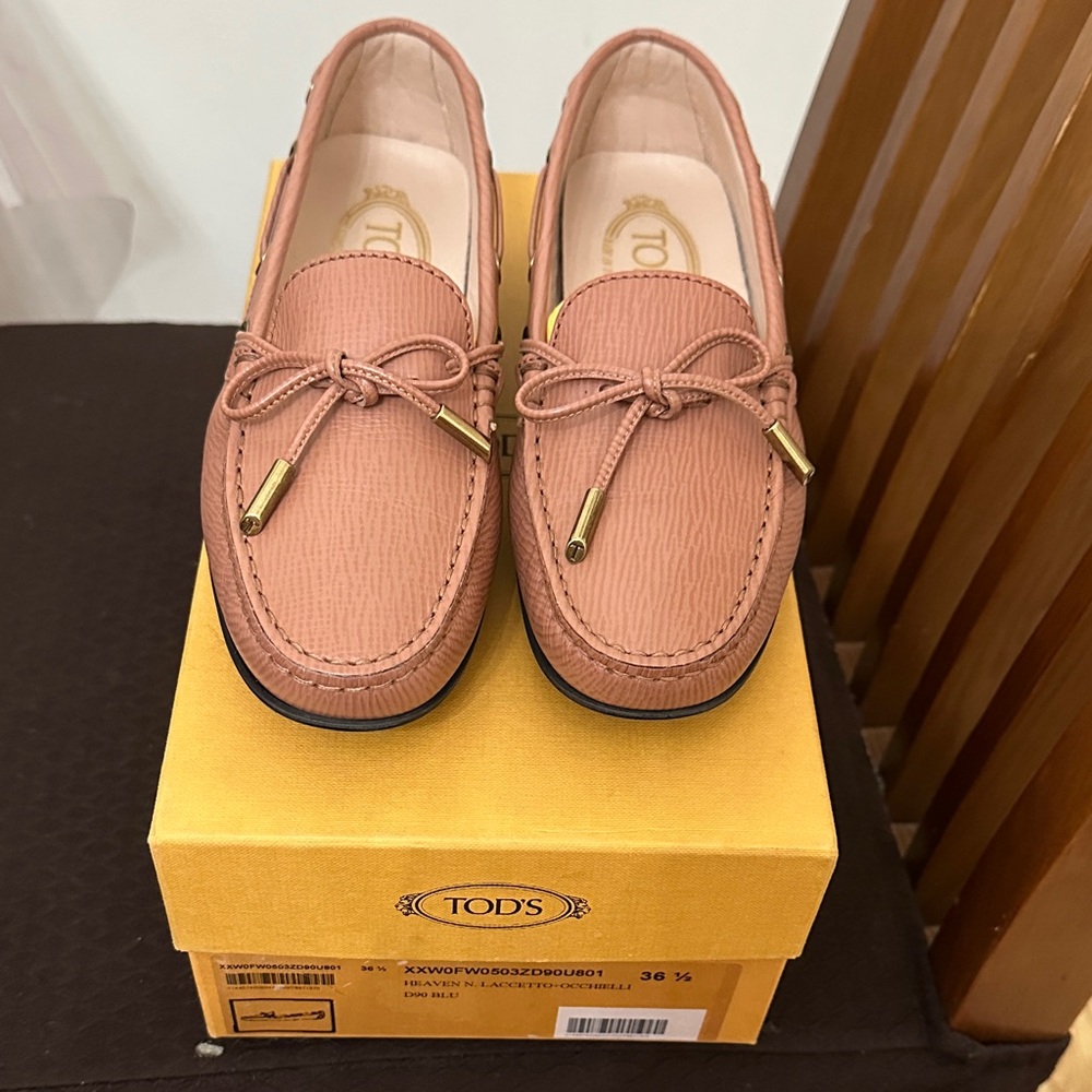 Tod's Blush Loafers with Gold Details